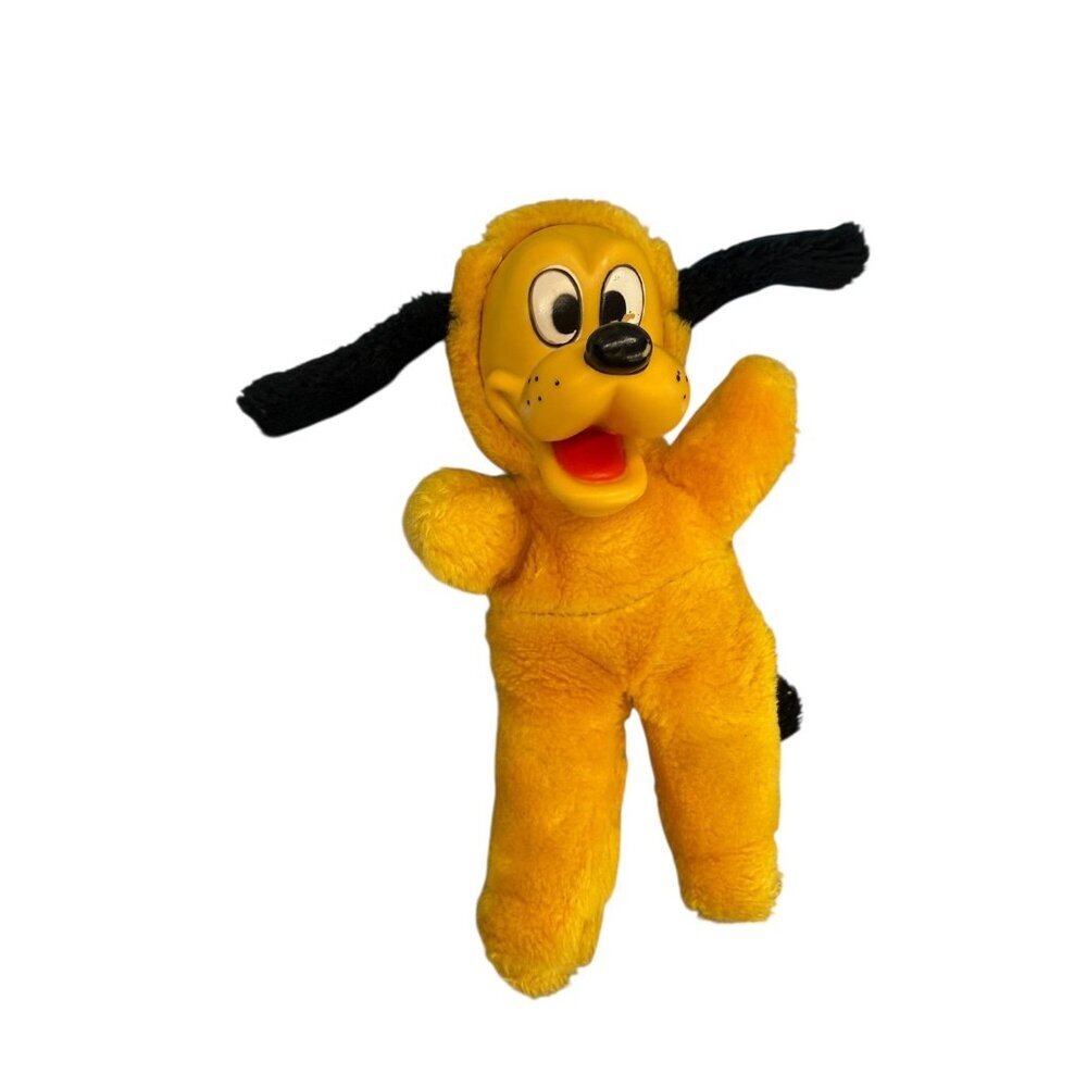 Vtg Walt Disney Pluto Dog Rubber Face Plush  9" Clippings & Ground Nutshells